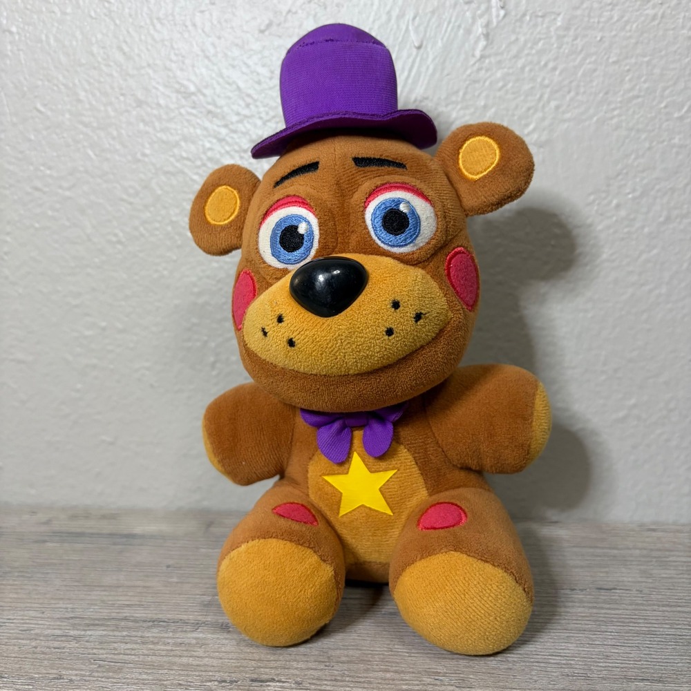 Funko Five Nights at Freddys Rockstar Freddy Plush Brown Purple Hat 8 Inch